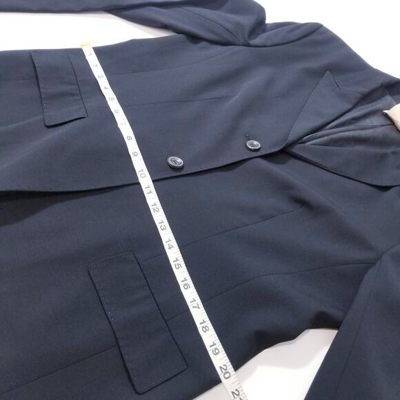 Rene Lezard Wool Black Blazer Slit Sleeve - Picture 7 of 10